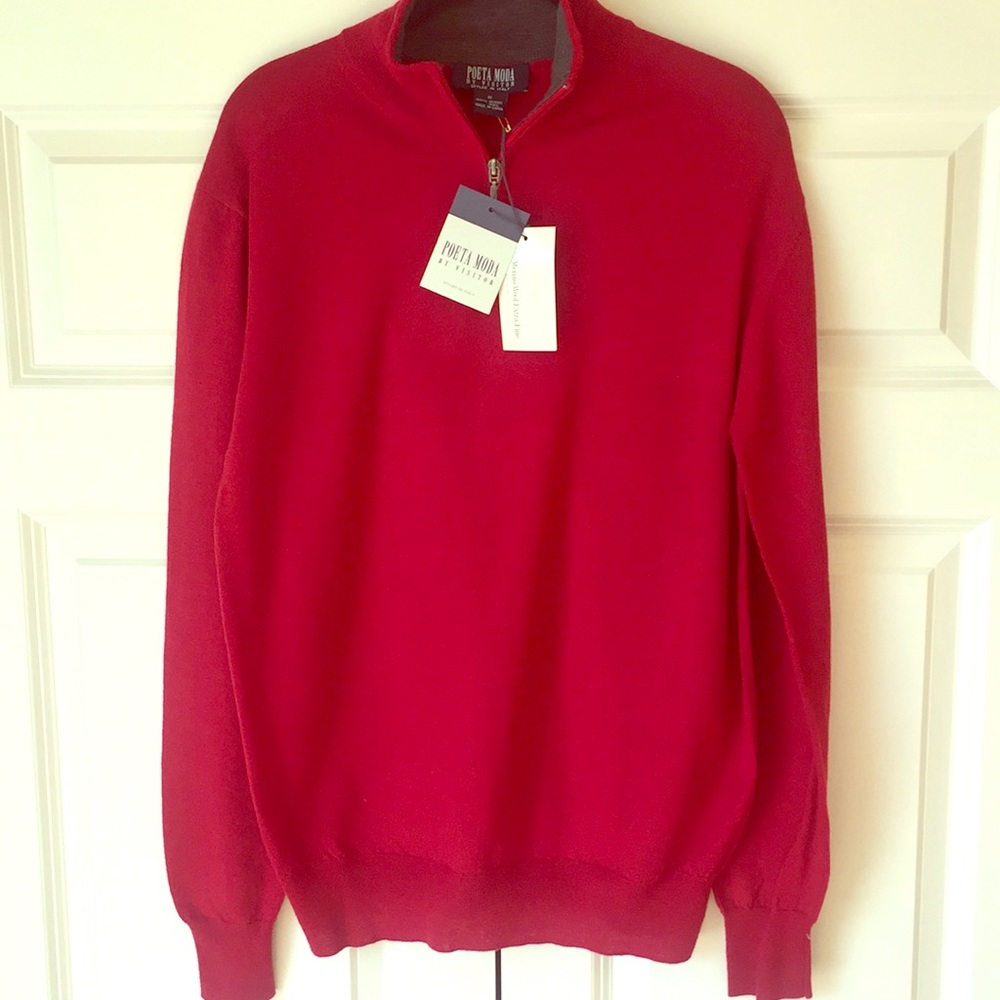 POETA MODA 100% Merino Wool 1/4 zip Medium